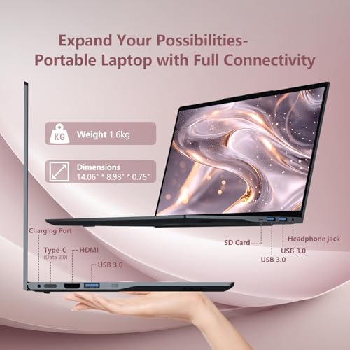Pc Portatile 15.6 Pollici, Win 11 Computer Portatile , Core Cpu Fino A 3.4Ghz, Notebook 16GB Ram 512GB Ssd, Laptop Ips Fhd 1920X1080, Wifi 5, Mini Hdmi, USB-3.0, Type-C, Adatto A Studenti E Lavoro - 6