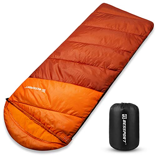 Bessport Saco de dormir 3 estações 4,4 °C/5 ℃ Saco de dormir leve repelente de água para uso externo