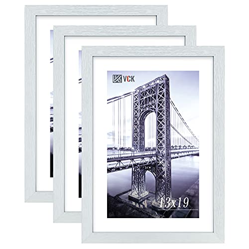 Image of VCK 13x19 Frames 3 Pack, White Poster Frame MDF Wood with Polished Plexiglass, Wall Mounting Horizontal & Vertical Display