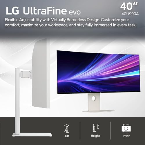 Image of LG Ultrafine evo 40U990A 40 inch 5K2K (5120x2160) Curved Ultrawide Monitor (2-Pack) | IPS Black, 120Hz, DisplayHDR 600, Thunderbolt 5, HDMI 2.1, DisplayPort 2.1, Speakers & Adjustable Stand - Bundle