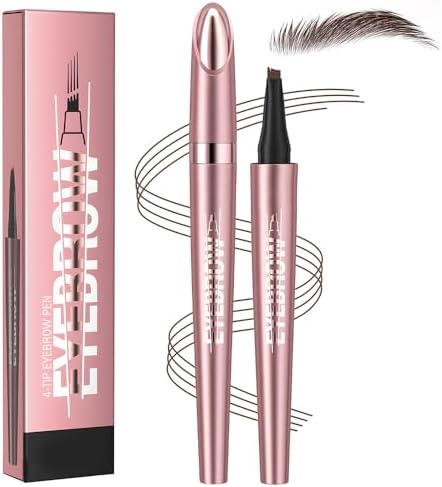 Microblading Eyebrow Pen, 2026 New 4-Tip 3D Waterproof Eyebrow Pencil, Premium Eye Brow Pen Natural Magic Eyebrow Makeup Fine Stroke Contouring Pencil Long-Lasting Stay on All Day (Dark Brown)