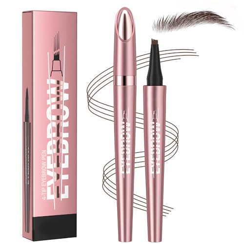 Vevivia Beauty Eyebrow Pencils for Women - Eyebrow Pen 2 Pack, Precise 4-Tip Brow Pencil for Natural-Looking Fuller Brows, Hair-Like Strokes for All Brow Types, Last All-Day Brow Pen, Dark Brown