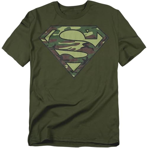 Popfunk Camo Superman Logo S Shield Green T Shirt (XX-Large)