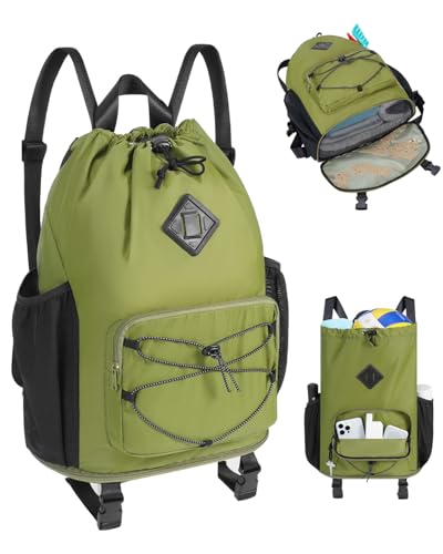 WANDF Sandproof Drawstring Backpack with Wet Pocket