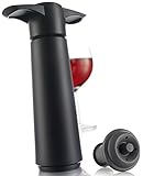 Vacu Vin Black Pump with Wine Saver stoppers - Keeps wine fresh for up to 10 days (Black 1 Stopper)
