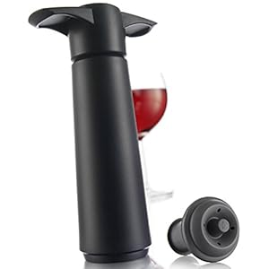 The Original Vacu Vin Wine Saver Pump and Wine Preserver with Vacu Vin Wine Stoppers Vacuum Sealer. Wine Pump and Wine Vacuum Stopper are Black. Wine Set Keeps Wine Fresher for Longer.