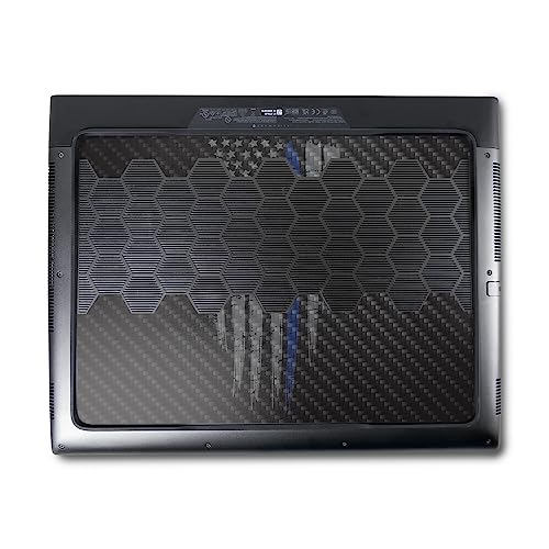 Image of MightySkins Carbon Fiber Skin Compatible With Alienware M18 R1 (2023) Full Wrap Kit - Thin Blue Line | Protective Durable Textured Carbon Fiber Finish | Easy To Apply & Change Styles | Made in the USA