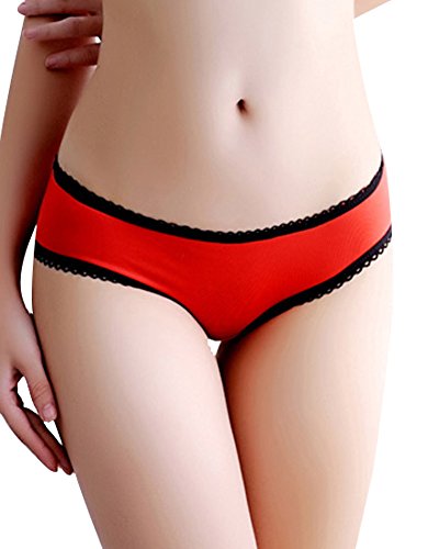 CinGr8 Women Sexy Panty Open Back Cage Tie Panties Briefs Underwear Satin Bows Red