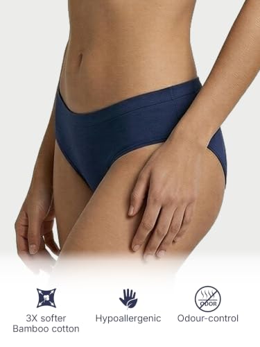 Image of Enamor Bamboo Cotton IP01, Mid Waist Women's Hipster Panty - 3X Softer, 4X More Absorbent, Antimicrobial, No-Pinch Waist, All-Day Comfort