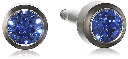 Preisvergleich Produktbild Pure Grey Unisex-Ohrstecker Titan Zirkonia Erstohrstecker blau 309