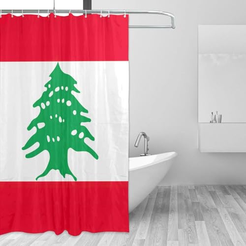 Rideau de douche drapeau Liban en polyester 183x183 cm avec 12 oeillets