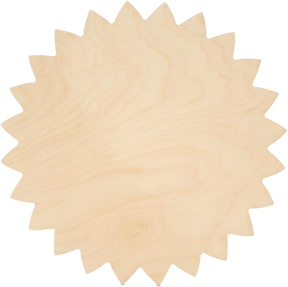 Sunflower Cutout 6 x 6 inches, 6 Unfinished Birch Wood Cutouts for Autumn Decor and DIY Crafts, by Woodpeckers