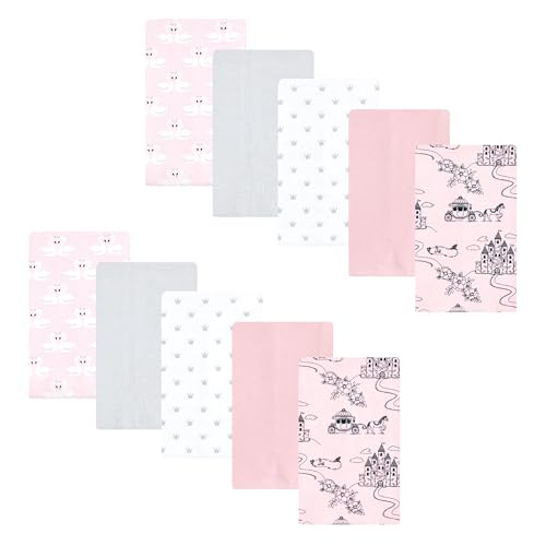 Hudson Baby Unisex Baby Flannel Burp Cloth 10pk, Fairytale Princess, One Size
