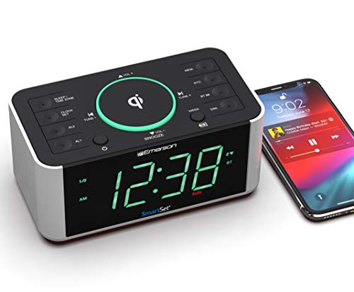 Emerson Alarm Clock Radio And Qi Wireless Phone Charger With Bluetooth, Er100202 & Emerson Smartset Alarm Clock Radio, Usb Port For Iphone/Ipad/Ipod/Android And Tablets, Cks1708 #TOP3