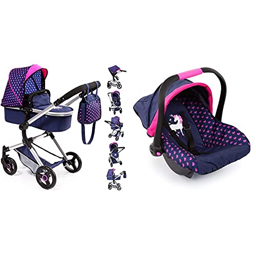Bayer Design Kombi Puppenwagen Neo Vario mit Wickeltasche und Einkaufskorb, umwandelbar in einen Sportwagen & Puppen-Autositz EasyGo, Puppenzubehör, passend zu Vario-Puppenwagen, mit Abdeckung