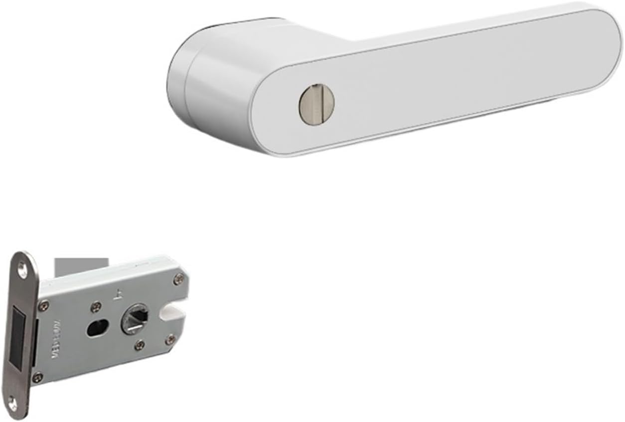 Bedroom Magnetic Door Lock Indoor Wooden Mute Room Modern Minimalist Household Handle Toilet(Pure White-BK_60MM)