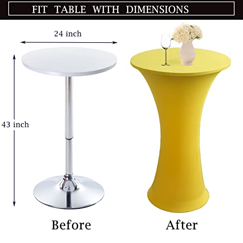 Image of Cocktail Table Covers - 2 Pack 24 inchx43 inch Fitted Highboy Table Cloth - Yellow