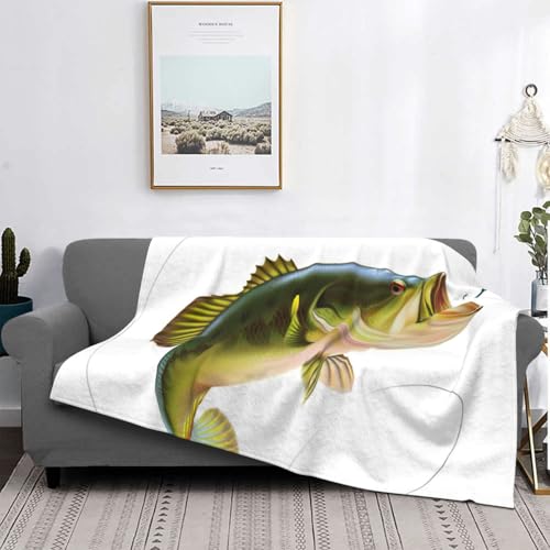 Couverture de lit légère en microfibre imprimée poissons - 5