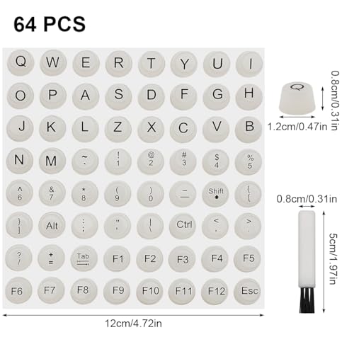 64 Stickers de Teclado Elevados de Silicona para Uñas Largas miniatura 2