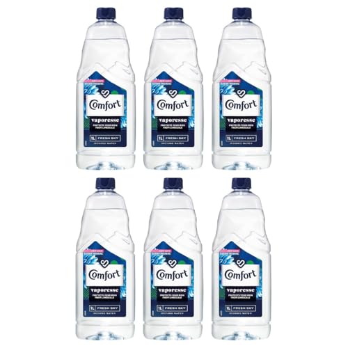 Image of Comfort Ironing Water 1L – Premium Fabric Ironing Spray Water for Steam Irons | Fresh Sky Fragrance | Smooth Finish for Clothes, Curtains & Bedsheets (6 Pack)