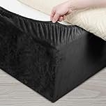 DUJUIKE Divan Bed Base Wrap Cover, Velvet Bed Frame Cover, Elastic Around The Base Of Your Bed, Easy to Install, Alternative to Traditional Valance Sheet Skirt Cover (Small Double:120-137cm, Black)