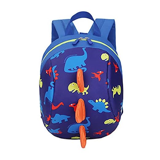 Ikaif Mochila para Niños con Correa De Seguridad, Bolsa De Dinosaurio para Niños Lindos Antipérdida para Niños Y Niñas, Mochila De Escuela De Jardín De Infantes (Blue)