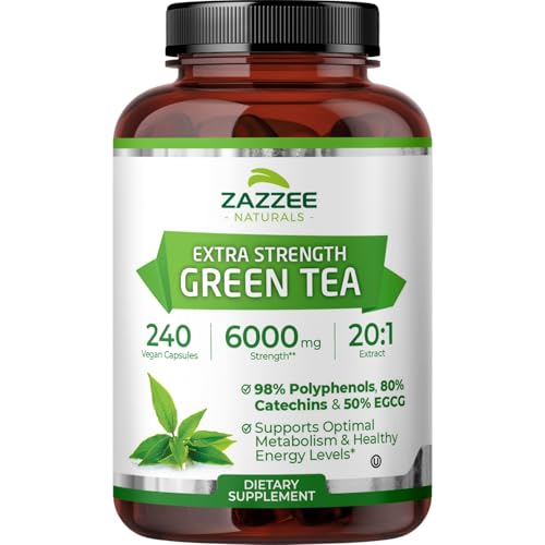 Zazzee Extra Strength Green Tea 20:1 Extract, 6000 mg Strength,