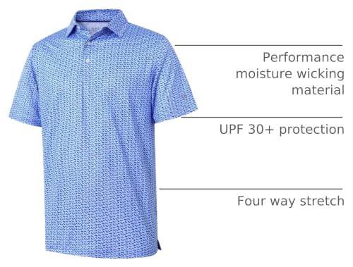 Image of Golf Shirts for Men Dry Fit Short Sleeve Print Performance Moisture Wicking Polo Shirt