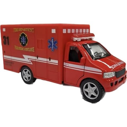 KiNSMART Rescue Team Ambulance with Pullback Action Cover