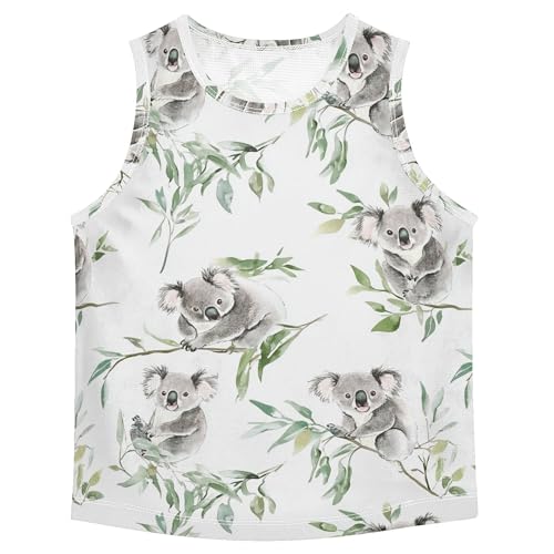JUNZAN Beauty Koala White Tank Top for Boys Sleeveless Casual Vest Tees Summer Athletic Tshirts for Fitness Travel Swim 3T