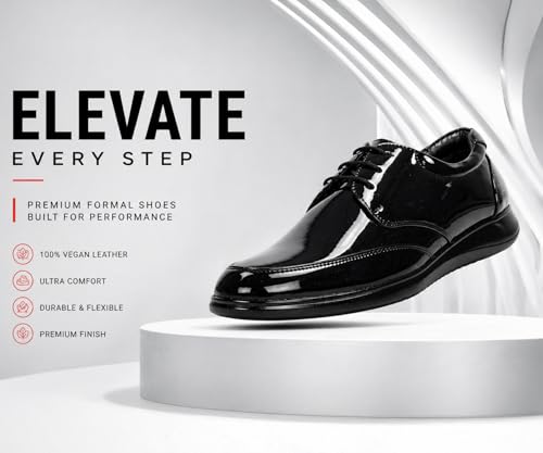 Image of Kraasa Men's Formal Lace-Up Shoes | Vegan Leather Upper | Airmix Sole | High Cushioning | Lightweight & Comfortable Office Dress Shoes