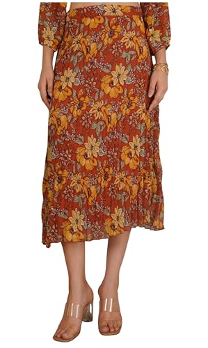 Image of NUEVOSDAMAS Floral Printed Pleated Navy /Multi Skirt