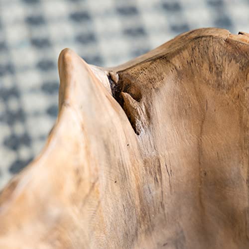 A&B Home Teak Wood Decorative Wave Bowl - Rippled Wooden Bowl, Decorative Tabletop Accessories, Dining Room Living Room Coffee Table Console Table Centerpiece, 14" X 12" X 8" #TOP7