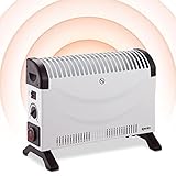 Igenix IG5250 Portable Electric Low Energy Convector Heater with Adjustable Thermostat and 24 Hour Timer, Freestanding, Ideal for Home or Office, 2000 W, White