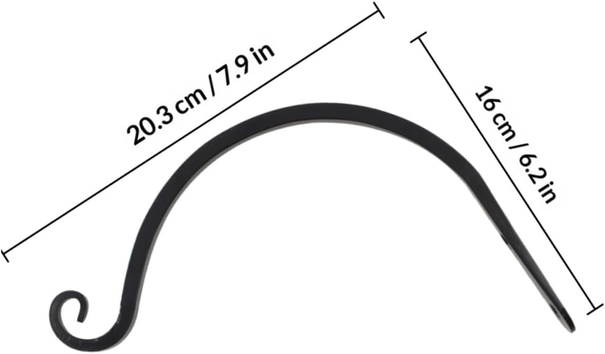 4pcs 8-inch Black Metal Flower Basket Wall Hooks for Indoor Outdoor Hanging Plant Brackets, Garden Flower Pot Hangers Set for Patio Balcony Porch Decor