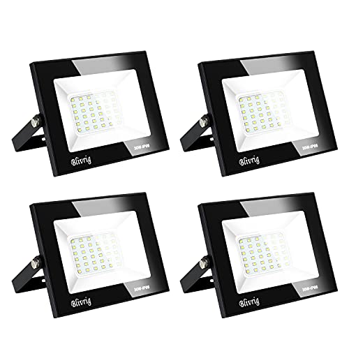 Blivrig LED Strahler Außen,30W strahler außen,Led Flutlicht Außenleuchte Superhell LED Fluter Außenstrahler IP66 LED Scheinwerfer,led strahler außen,für Garten, Garage,Sportplatz(4PCS-Warmweiß, 30W)