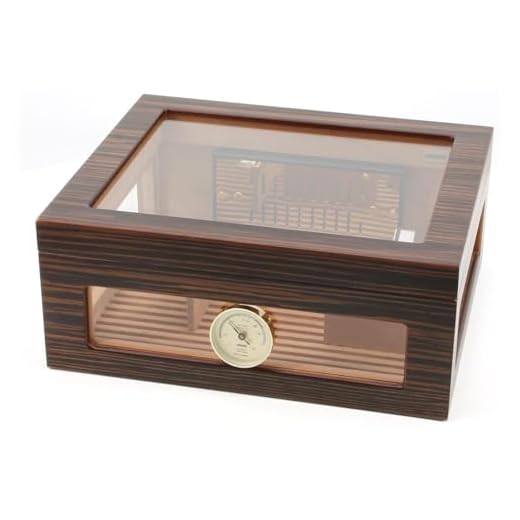 ADORINI Humidor Treviso - Deluxe | almacenamiento de puros con tapa de cristal, chapa de ébano en marrón - Capacidad: 75 Puros