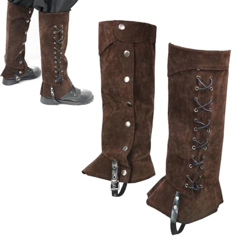 Couvre-bottes de déguisement médiéval en cuir synthétique - Style vintage - Guêtre de...