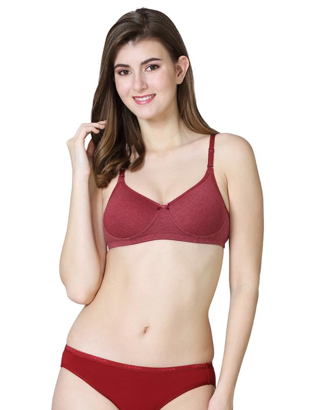Image of VSTAR Jade Women's Soft Foam Padded Wire-Free Seamless Medium Coverage Bra | Convertible & Adjustable Straps | Polycotton Comfort | Breathable & Soft | Pack of 1