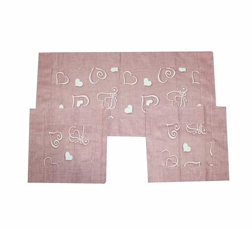  Russo Tessuti Tris Centri Centrini Centro Runner Paris Love Cuori Cuoricini Shabby Consolle-Rosa