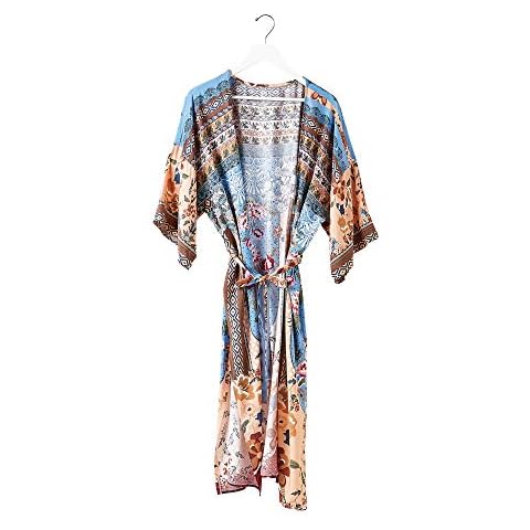 Hadley Wren Women's Kaftan Swimwear Cover Up, Garden Chic Kimono, One Size Cover