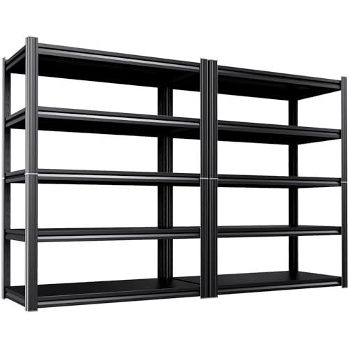 Image of 2 Pack 5-Tier Garage Shelving - 2050 lbs Heavy Duty Metal Storage Shelves, Adjustable Storage Rack for Warehouse Industrial Pantry Basement 71 inchx46 inchx20 inch