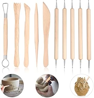 Clay Tools, Polymer Clay Tools,10PCS Clay Modelling Tools Kit, Wooden Clay Sculpting Tools, Kids Pottery Kit for Dot Lines Emboss in Clay Ceramics Paper Flower Art.