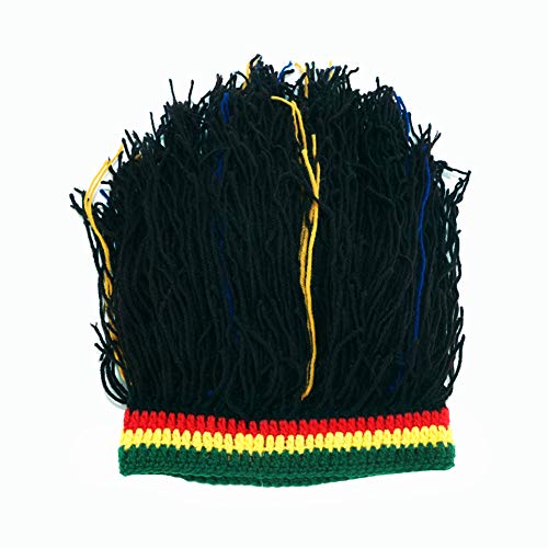 Image of Funny Rasta Wig Beard Hats Knitted Jamaican Rasta Beanie Hat with Dreadlocks Christmas Halloween for Men Women