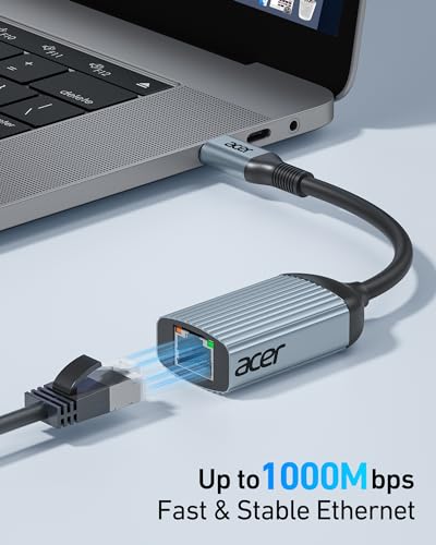 Acer USB C to Ethernet Adapter, Plug and Play RJ45 to Type C Network Dongle - image 2