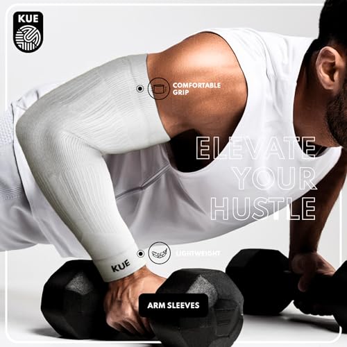 Image of KUE Compression Arm Sleeves for Men & Women | Sports Arm Sleeves for Running, Cricket & Cycling | UV Protection Cooling Sleeves | Arm Compression Sleeve for Joint Pain Relief