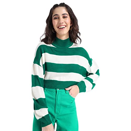 Image of Bewakoof Women's Acrylic Oversized Fit High Neck Sweater | Sweater for Women Winter Wear