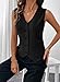 BLENCOT Womens Black Vest Plus Size Slim Fit Linen Vests Tops Sleeveless V-Neck Button Down Waistcoat Work Suit for Women Fashion 2026 Black XL