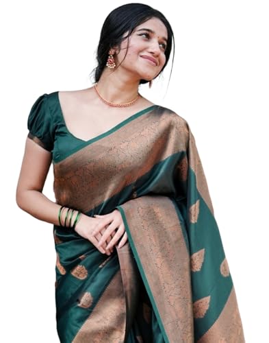 Image of SIRIL Women's Banarasi Kanjivaram Soft Silk Jacquard Saree with Unstitched Blouse Piece