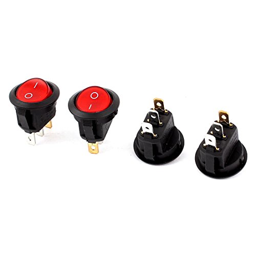 4pcs AC 3A / 250V 10A / 125V Mini rojo redondo de la lámpara SPST interruptor encendido-apagado del eje de balancín